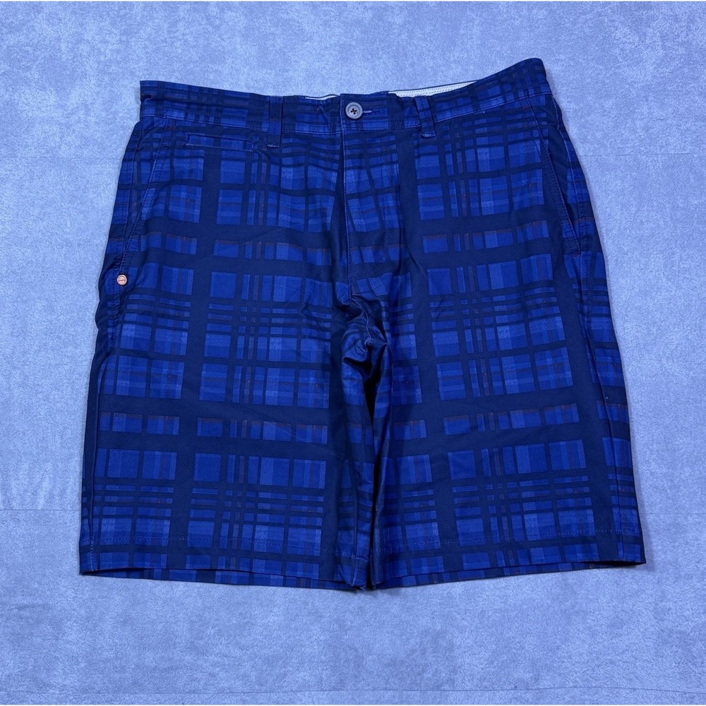 Tommy Bahama Shorts Mens 30 Blue Plaid Athleisure Chino 10" Inseam Normcore Dad